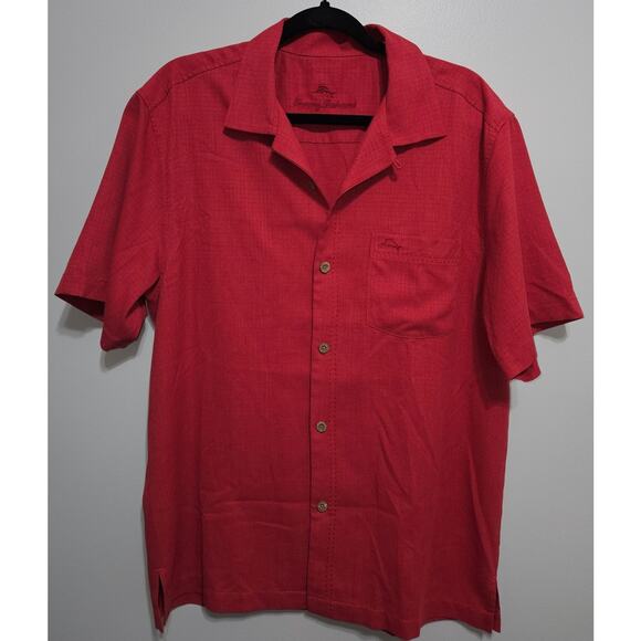 Men's Tommy Bahama Island Zone SS Size Medium Watermelon Color Logo Button Up - Picture 1 of 10